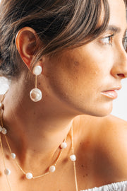 Tiana Coin Pearl Drop Earrings