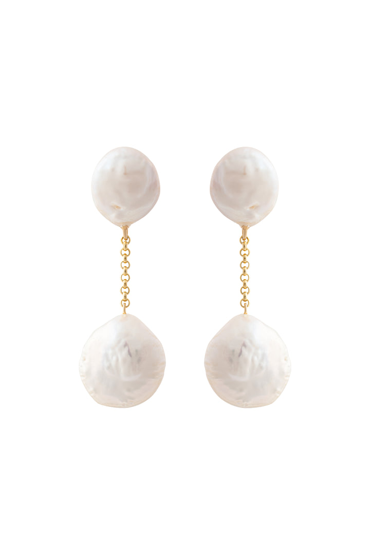 Tiana Coin Pearl Drop Earrings