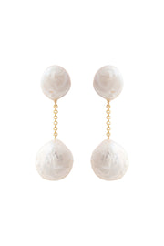 Tiana Coin Pearl Drop Earrings